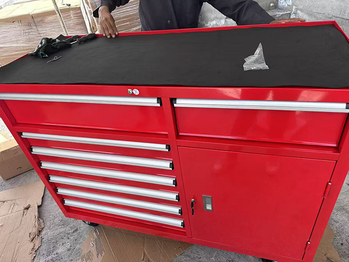 Customized red tool cart