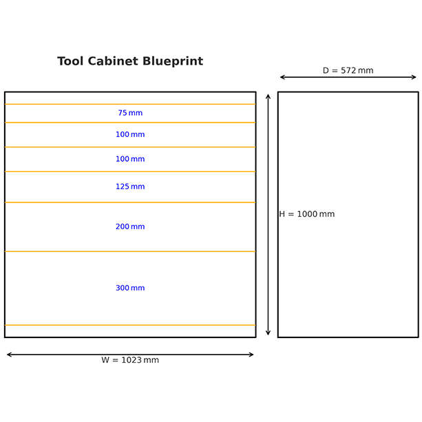 6 drawer tool cabinet blueprint