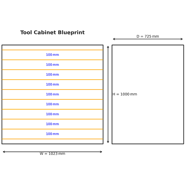 9 drawer tool cabinet blueprint